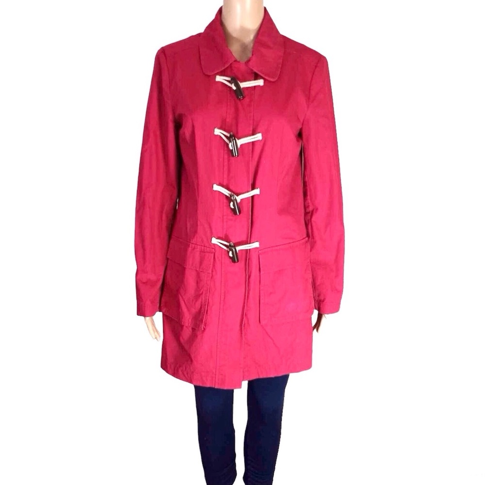 Gap Berry Pink Lightweight Toggle Button Zip Up T… - image 1